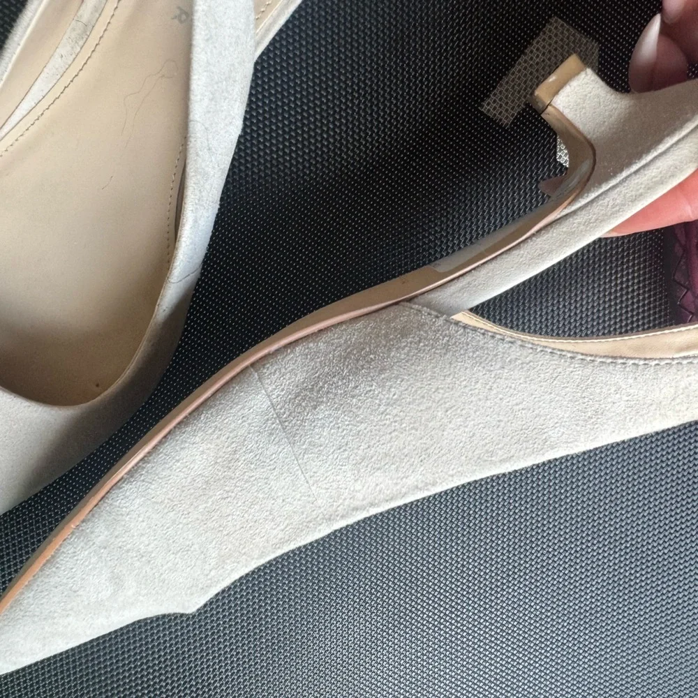 Marc Fisher LTD “Posey” Kitten Heel Slingback Suede - Light Grey